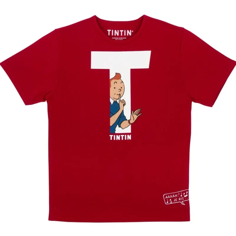 New Kuifje T-shirt met de ‘T’ van ‘Tintin’ rood T-shirts