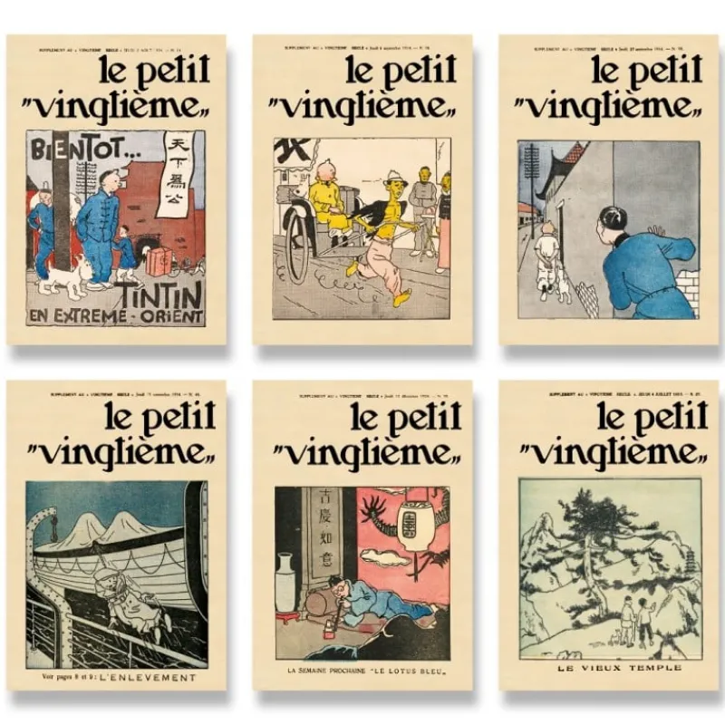 Flash Sale Pack-Briefkaarten Kuifje-Petit Vingtième-Lotus Ansichtkaarten